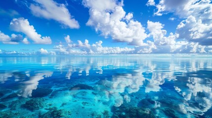 Obraz premium The reflection of a bright blue sky in the crystalclear waters a reminder of the endless possibilities and potential.