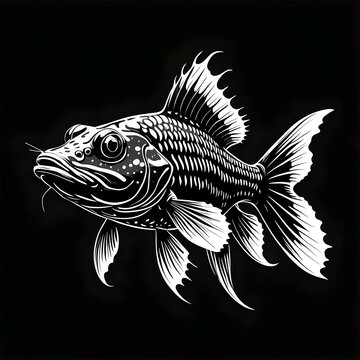 recommend clip art: Black and White Cichlid Fish
