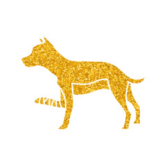 Leg injured dog drawing in gold color style