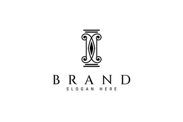 pillar logo with unique line art design style