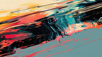 Abstract background with a digital glitch effect, showing distorted colors and lines