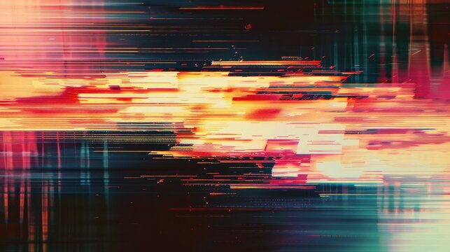Abstract background with a digital glitch effect, showing distorted colors and lines