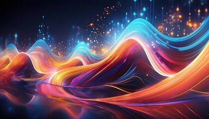 Obraz premium Colorful Abstract Digital Waves Art