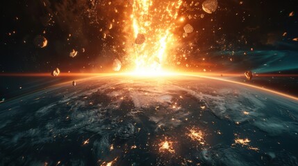Devastating Asteroid Impact on Earth: Meteor Collision with Planet - 3D Render by NASA