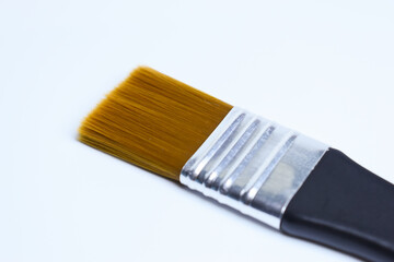 single paintbrush isolated on white background, object for art work
