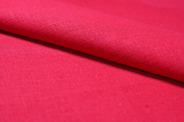 red hemp viscose natural fabric cloth color, sackcloth rough texture of textile fashion abstract...