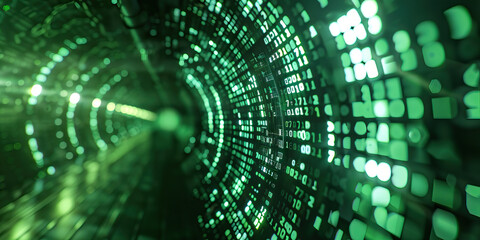 Obraz premium Emerald Data Smuggling Hub: Displaying a hidden location where data smugglers operate, transferring sensitive information through encrypted channels and covert methods
