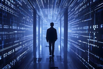 Obraz premium Emergence of Transcendent AGI - Metamorphic Artificial General Intelligence Visualization