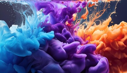 Colorful Underwater Ink Explosion Photography
