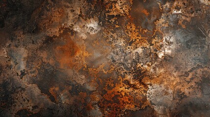 Close-up of an abstract metallic surface with rust and wear, highlighting texture and color variation