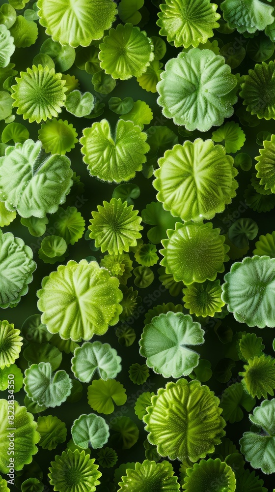 Poster refreshing array of vibrant green leaves in a dense, natural pattern, perfect for eco-friendly backg