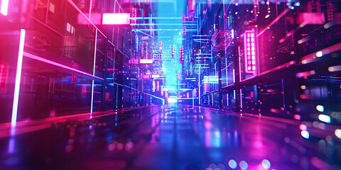Obraz premium Indigo Augmented Reality District: Featuring a district where augmented reality overlays blend seamlessly with the physical environment, creating surreal and immersive experiences