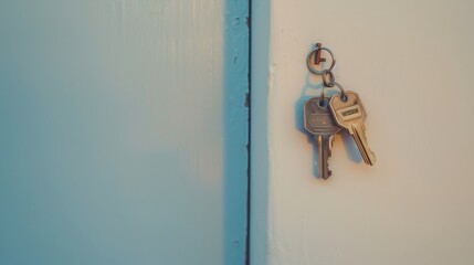 Minimalist Homeownership Concept: House Keys with House-Shaped Keychain on a Clean Background for National Homeownership Month