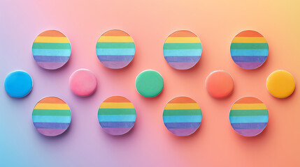 Minimal modern image of a set of pride stickers featuring various pride symbols such as the equality sign