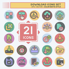 Icon Set Download. related to Button symbol. flat style. simple design illustration