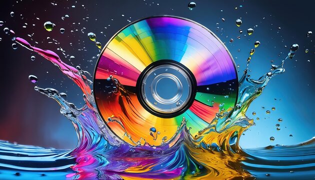 Rainbow CD Splashes in Water Art
