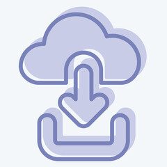 Icon Cloud Download. related to Button Download symbol. two tone style. simple design illustration