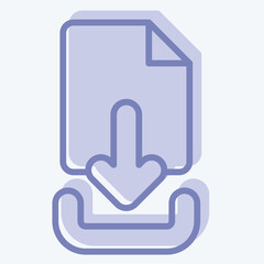 Icon Download File. related to Button Download symbol. two tone style. simple design illustration