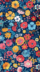 Collection of colorful floral elements in flat color. Set of spring and summer wild flowers, plants, branches, leaves and herb.