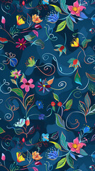 Collection of colorful floral elements in flat color. Set of spring and summer wild flowers, plants, branches, leaves and herb.