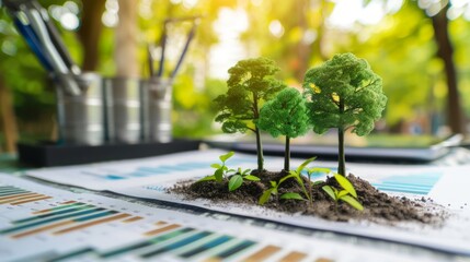 A corporate report highlighting ESG (Environmental, Social, Governance) metrics within the green energy sector, showcasing sustainable business practices in the renewable energy industry