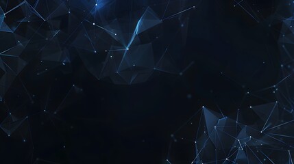 Abstract Dark Blue Background with Polygonal Lines and Dots