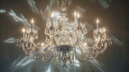 Elegant chandelier casting soft shadows.