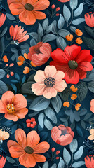 Collection of colorful floral elements in flat color. Set of spring and summer wild flowers, plants, branches, leaves and herb.