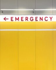 Red Hospital Emergency Letters on Wall with Copyspace Area