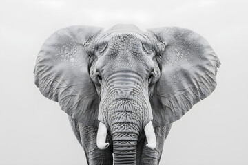 Monochrome Mastery: Lifelike Illustration of a Majestic Grey Elephant