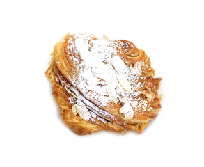 Almond croissant bread on a white background