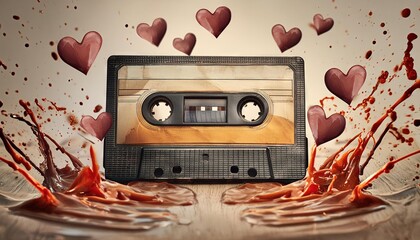 Vintage Cassette Tape with Chocolate Hearts