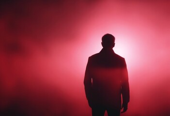 red light and fog dark silhouette man event background 