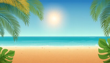 Obraz premium Summer tropical background with beach and palm trees