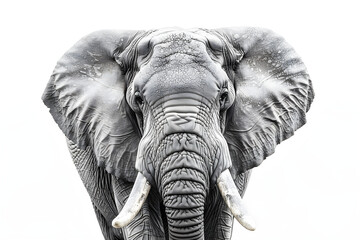 Monochrome Mastery: Lifelike Illustration of a Majestic Grey Elephant