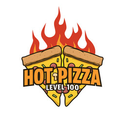 Hot pizza logo design template
