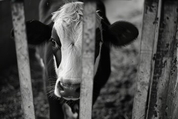 A cow in a pen, capturing a peaceful moment in the countryside.

