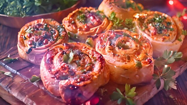 Delicious Homemade Pizza Rolls with Ai generated.
