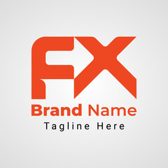 Letter FX Arrow Logo, Combination logo of letter F and X that forms arrow or direction negative space