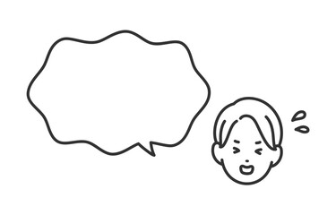 焦る男性とふきだしのセット【人物ベクターイラスト素材】