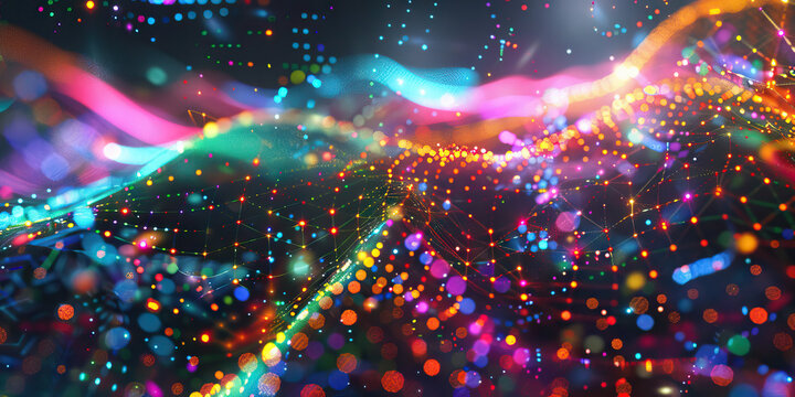 The Data Hacker's Playground: A virtual space filled with colorful code and intricate networks