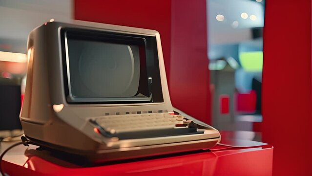 Vintage Computer Display in Museum Exhibit with Ai generated.
