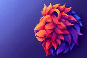 グラデーションのライオンの頭のシンボルイラスト
