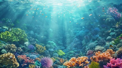 Naklejka premium Reef awareness day background concept with copy space area for text. World Oceans Day and World Water Day. Beautiful sea background