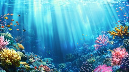 Naklejka premium Reef awareness day background concept with copy space area for text. World Oceans Day and World Water Day. Beautiful sea background