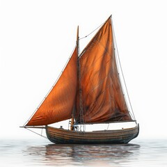 a sailboat with orange sails on the water