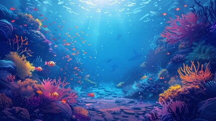 Fototapeta premium Reef awareness day background concept with copy space area for text. World Oceans Day and World Water Day. Beautiful sea background