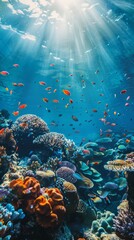 Naklejka premium Reef awareness day background concept with copy space area for text. World Oceans Day and World Water Day. Beautiful sea background