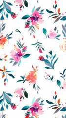 Collection of colorful floral elements in flat color. Set of spring and summer wild flowers, plants, branches, leaves and herb.