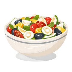 Vector illustration of a nicoise salad on a white background. Suitable for crafting and digital design projects.[A-0002]